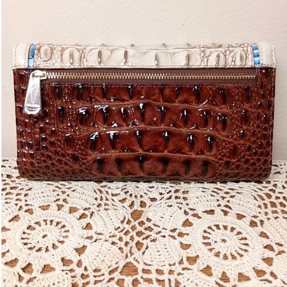 NWOT BRAHMIN Cordelia Croc Embossed Leather Trifold Checkbook Wallet - Picture 2 of 5